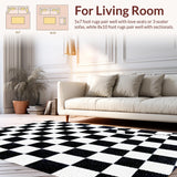 Ultra Soft Area Rug, Non Slip, Stain Resistant, Washable Area Rugs for Living Room, Bedroom, Mid-Century Aesthetic Kids Room Furry Area Rug(Black)