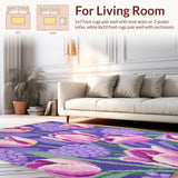 Ultra Soft Area Rug, Non Slip, Stain Resistant, Washable Area Rugs for Living Room, Bedroom, Soft Greenery Seasonal Decor Accent(Purple)