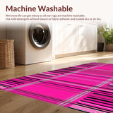 Ultra Soft Area Rug, Non Slip, Stain Resistant, Washable Area Rugs for Living Room, Bedroom, Artistic Multi-Tone Striped Arrangement(Pink)