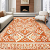 Ultra Soft Area Rug, Non Slip, Stain Resistant, Washable Area Rugs for Living Room, Bedroom, Vivid Herringbone Orange Aesthetic(Orange)