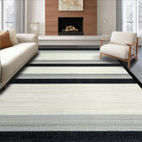 Ultra Soft Area Rug, Non Slip, Stain Resistant, Washable Area Rugs for Living Room, Bedroom, Coastal Stripe Corridor Rug: Textured Black and White Pattern(Gray)