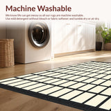 Ultra Soft Area Rug, Non Slip, Stain Resistant, Washable Area Rugs for Living Room, Bedroom, Minimalist Cross Patterned Featuring Muted Beige and Bold Black Accents(Beige)