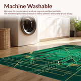 Ultra Soft Area Rug, Non Slip, Stain Resistant, Washable Area Rugs for Living Room, Bedroom, Striking Emerald Abstract Composition(Green)