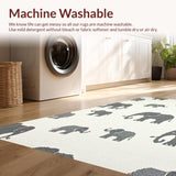 Ultra Soft Area Rug, Non Slip, Stain Resistant, Washable Area Rugs for Living Room, Bedroom, Rustic Elephant Print for Children(Gray)