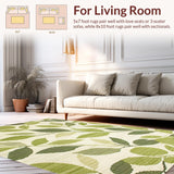 Ultra Soft Area Rug, Non Slip, Stain Resistant, Washable Area Rugs for Living Room, Bedroom, Fresh Tropical Greenery Theme(Beige)