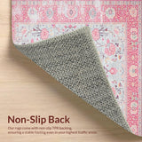 Ultra Soft Area Rug, Non Slip, Stain Resistant, Washable Area Rugs for Living Room, Bedroom, Elegant Pink Grey Blossom Motif(Pink)