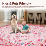 Ultra Soft Area Rug, Non Slip, Stain Resistant, Washable Area Rugs for Living Room, Bedroom, Whimsical Pink Bow Accent(Pink)