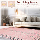 Ultra Soft Area Rug, Non Slip, Stain Resistant, Washable Area Rugs for Living Room, Bedroom, Soft Pastel Animal Print Delight(Pink)