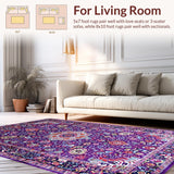 Ultra Soft Area Rug, Non Slip, Stain Resistant, Washable Area Rugs for Living Room, Bedroom, Eclectic Pastel Abstract Design(Purple)