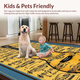 Ultra Soft Area Rug, Non Slip, Stain Resistant, Washable Area Rugs for Living Room, Bedroom, Whimsical Colorful Treble Clef Art(Brown)