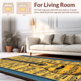 Ultra Soft Area Rug, Non Slip, Stain Resistant, Washable Area Rugs for Living Room, Bedroom, Whimsical Colorful Treble Clef Art(Brown)