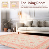 Ultra Soft Area Rug, Non Slip, Stain Resistant, Washable Area Rugs for Living Room, Bedroom, Chic Pastel Geometric Elegance(Pink)