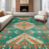 Ultra Soft Area Rug, Non Slip, Stain Resistant, Washable Area Rugs for Living Room, Bedroom, Vibrant Tribal Tapestry Aesthetic(Orange)