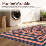 Ultra Soft Area Rug, Non Slip, Stain Resistant, Washable Area Rugs for Living Room, Bedroom, Intricate Labyrinth Design With Coral Circlets And Geometric Footwear Motifs(Orange)
