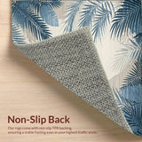 Ultra Soft Area Rug, Non Slip, Stain Resistant, Washable Area Rugs for Living Room, Bedroom, Blue Grey and Beige Botanical Motif Area with Palm Leaves(Blue)
