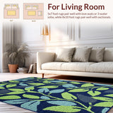 Artistic Navy Green Floral Fusion(Blue)