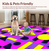 Ultra Soft Area Rug, Non Slip, Stain Resistant, Washable Area Rugs for Living Room, Bedroom, Eclectic Hip Hop Aesthetic Motif(Yellow)