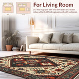 Ultra Soft Area Rug, Non Slip, Stain Resistant, Washable Area Rugs for Living Room, Bedroom, Rustic Earthy Geometric Design(Red)