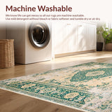 Beige Green Distressed Medallion Durable Non Shedding(Beige)