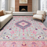 Ultra Soft Area Rug, Non Slip, Stain Resistant, Washable Area Rugs for Living Room, Bedroom, Soft Pastel Geometric Aesthetic(Gray)