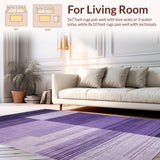 Ultra Soft Area Rug, Non Slip, Stain Resistant, Washable Area Rugs for Living Room, Bedroom, Floral Gray Purple Contrast(Purple)
