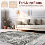 Ultra Soft Area Rug, Non Slip, Stain Resistant, Washable Area Rugs for Living Room, Bedroom, Black White Patterned Rug Indoor(Black)