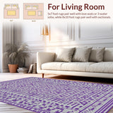 Ultra Soft Area Rug, Non Slip, Stain Resistant, Washable Area Rugs for Living Room, Bedroom, Elegant Symmetrical Design Appeal(Purple)