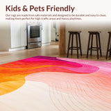 Ultra Soft Area Rug, Non Slip, Stain Resistant, Washable Area Rugs for Living Room, Bedroom, Pink and Orange Rainbow Rug(Orange)