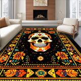 Ultra Soft Area Rug, Non Slip, Stain Resistant, Washable Area Rugs for Living Room, Bedroom, Eclectic Round Ethnic Textile(Orange)