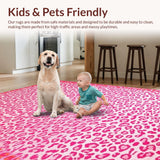 Ultra Soft Area Rug, Non Slip, Stain Resistant, Washable Area Rugs for Living Room, Bedroom, Soft Pastel Animal Motif(Pink)