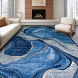 Ultra Soft Area Rug, Non Slip, Stain Resistant, Washable Area Rugs for Living Room, Bedroom, Dynamic Symmetrical Pattern Accents(Blue)