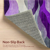 Ultra Soft Area Rug, Non Slip, Stain Resistant, Washable Area Rugs for Living Room, Bedroom, Dynamic Abstract Shapes Ensemble(Purple)