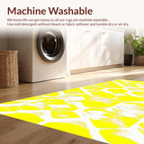 Ultra Soft Area Rug, Non Slip, Stain Resistant, Washable Area Rugs for Living Room, Bedroom, Vibrant Wildlife Geometry Theme(Yellow)