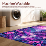 Ultra Soft Area Rug, Non Slip, Stain Resistant, Washable Area Rugs for Living Room, Bedroom, Enchanting Floral Fantasy Composition(Purple)