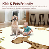 Ultra Soft Area Rug, Non Slip, Stain Resistant, Washable Area Rugs for Living Room, Bedroom, Charming Elephant Giraffe Motif(Brown)