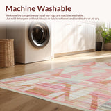 Ultra Soft Area Rug, Non Slip, Stain Resistant, Washable Area Rugs for Living Room, Bedroom, Chic Bow Theme Rug with Layered Ribbon Pattern and Graphic Preppy Elements(Pink)