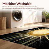 Ultra Soft Area Rug, Non Slip, Stain Resistant, Washable Area Rugs for Living Room, Bedroom, Elegant Yellow Abstract Art Motif(Gold)