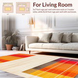Ultra Soft Area Rug, Non Slip, Stain Resistant, Washable Area Rugs for Living Room, Bedroom, Playful Geometric Color Burst Design(Orange)