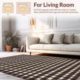 Ultra Soft Area Rug, Non Slip, Stain Resistant, Washable Area Rugs for Living Room, Bedroom, Elegant Warm Tones Fringed Texture(Brown)