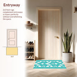 Ultra Soft Area Rug, Non Slip, Stain Resistant, Washable Area Rugs for Living Room, Bedroom, Rustic Ocean Breeze Design(Blue)