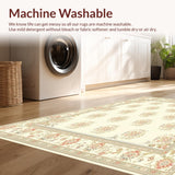 Ultra Soft Area Rug, Non Slip, Stain Resistant, Washable Area Rugs for Living Room, Bedroom, Cozy Neutral Area with Floral Motifs(Beige)