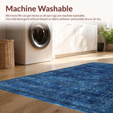 Ultra Soft Area Rug, Non Slip, Stain Resistant, Washable Area Rugs for Living Room, Bedroom, Elegant Scallop Carpet(Blue)