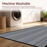Ultra Soft Area Rug, Non Slip, Stain Resistant, Washable Area Rugs for Living Room, Bedroom, Eclectic Striped Black White Contrast(Gray)