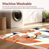 Ultra Soft Area Rug, Non Slip, Stain Resistant, Washable Area Rugs for Living Room, Bedroom, Vibrant Botanical Leaf Arrangement(Orange)