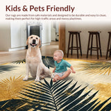 Ultra Soft Area Rug, Non Slip, Stain Resistant, Washable Area Rugs for Living Room, Bedroom, Sophisticated Linear Striped Design(Gold)