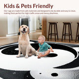 Ultra Soft Area Rug, Non Slip, Stain Resistant, Washable Area Rugs for Living Room, Bedroom, Black and White Minimalist Yoga Room Floor Rug(Black)
