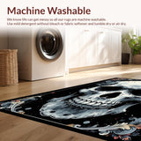 Ultra Soft Area Rug, Non Slip, Stain Resistant, Washable Area Rugs for Living Room, Bedroom, Bold Graphic Skull Art Piece(White)