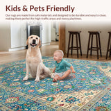 Ultra Soft Area Rug, Non Slip, Stain Resistant, Washable Area Rugs for Living Room, Bedroom, Chic Traditional Oushak Motif(Blue)