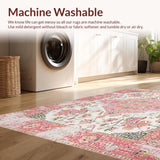 Ultra Soft Area Rug, Non Slip, Stain Resistant, Washable Area Rugs for Living Room, Bedroom, Enchanting Pastel Floral Textures(White)