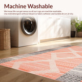 Ultra Soft Area Rug, Non Slip, Stain Resistant, Washable Area Rugs for Living Room, Bedroom, Fresh Coastal Striped Appeal(Orange)